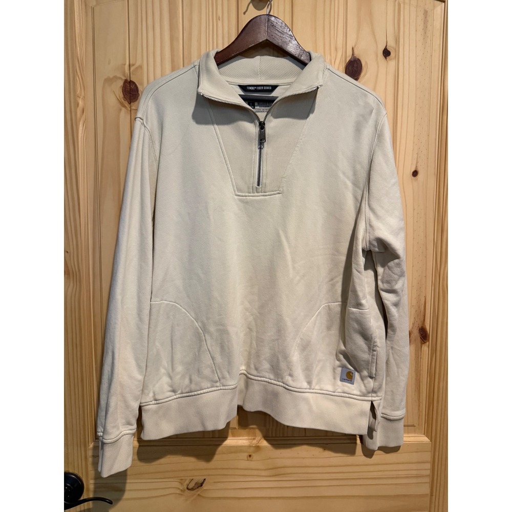 Carhartt Womens Tencel Fiber Series Quarter Zip Sweatshirt Cream TS6451-W Large
